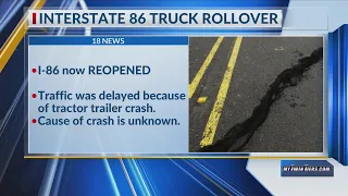 Update: Traffic blocked on I-86 after truck crash near Corning