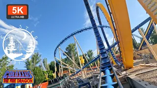 Colossus Fire Dragon Front Row POV 5K UHD | Schawrzkopf Double Looper | 2022 Lagoon Amusement Park