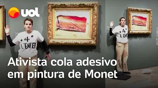 Ativista presa por colar cartaz adesivo sobre pintura de Monet em Paris