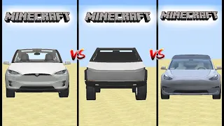 Tesla 3 vs Tesla X vs Tesla Cybertruck in MINECRAFT  -  Which is best