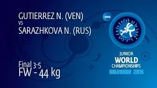 BRONZE FW - 44 kg: N. SARAZHKOVA (RUS) df. N. GUTIERREZ (VEN) by TF, 10-1