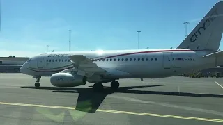 Sukhoi Superjet 100 operated by Cityjet for Brussels airlines taxing at Bromma  Stockholm airport.