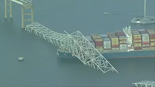 Watch Live: Aerial view of Francis Scott Key Bridge in Baltimore after its collapse