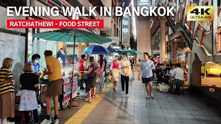 [4K] Evening Walk around Ratchathewi BTS Station in Bangkok, Thailand