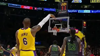 LeBron James hits HUGE 3 to knot it all up in the play in game 🎯