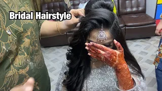 Front bridal hairstyle for long hair ​l kashees hairstyle | Waleema Hairstyle