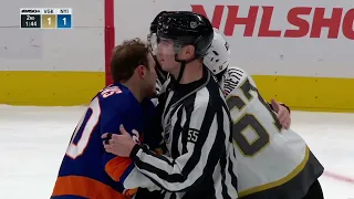 Kieffer Bellows fights Max Pacioretty December 19 2021 Knights at Islanders - UBS Arena - MSG Plus