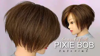 PIXIE BOB HAIRCUT tutorial, free hand technique