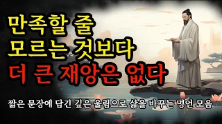 짧은 문장에 담긴 깊은 울림으로 삶을 바꾸는 명언 모음 | 공자, 한비자, 간디, 탈무드 등 | 만족할 줄 모르는 것보다 더 큰 재앙은 없다