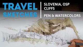 Drawing Cliffs with Pen and Watercolors