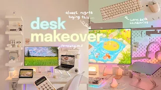 desk setup makeover 🖥️ samsung m8 unboxing, desk accessories, cable management