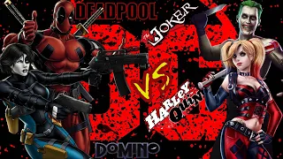 DEADPOOL and DOMINO Vs JOKER and HARLEY QUEEN fight