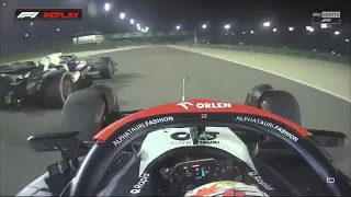 Yuki Tsunoda onboard overtake on Guanyu Zhou and Nyck De Vries Bahrain GP 2023