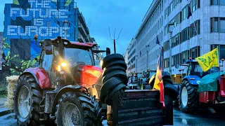 Протестующие фермеры в Брюсселе прорвали полицейскую блокаду на тракторах