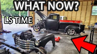 Slammed 52 Chevy 3100 is Coming Apart for LS 6.0 and I need the Old Engine for Another Car