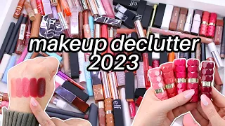 MAKEUP DECLUTTER 2023! Swatching ALL of My Lipsticks + What I Got Rid Of & Kept