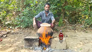 COOKED CLAY POT COUNTRY CHICKEN GRAVY in village style cooking and eating