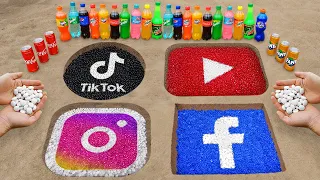 Coca-Cola & Mentos vs TikTok, Instagram, Facebook, YouTube Logos with Orbeez | Best Experiments
