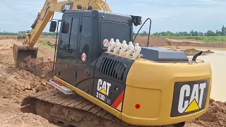 รีวิว CAT 313D2 GC งานขุดลอกอ่างเก็บน้ำ ดั้ม5สูบเจอทางชัน มงคลฟาร์ม จัดให้ excavator and truck