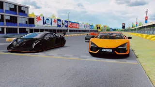 Lamborghini Revuelto 2024 vs Lamborghini Veneno 2014 vs Bugatti Chiron 2016 at Monza Full Course