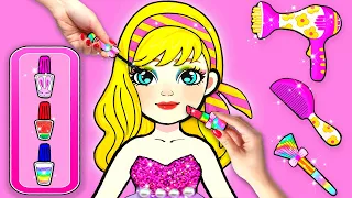 Paper Dolls Dress Up - Makeup & Nails Beauty Handmade Dresses Quiet Book - Barbie Story & Crafts