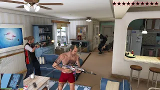 GTA 5 -  Trevor And Wade's TEN STAR COP BATTLE IN DEBRA'S APARTMENT (GTA V Funny Moments)