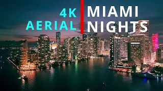 Amazing Miami’s Nights 4K -Relaxing Music- Aerial View