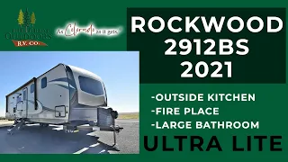 NEW Rockwood Ultra Lite 2912BS 202: Outside Kitchen, Large Rear Bathroom, Fireplace, Extra Sleeping