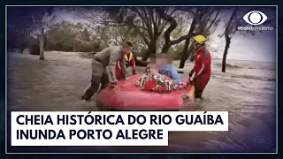 Novas chuvas fazem rio Guaíba transbordar em Porto Alegre | Jornal da Noite