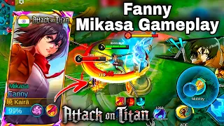 FANNY NEW AOT SKIN GAMEPLAY!🔰MIKASA ACKERMAN🧣⚔️🪽