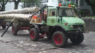 Unimog 421 mit Langholzanhänger