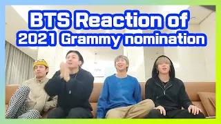 BTS reaction of 2021 Grammy nomination for best pop duo:group performance