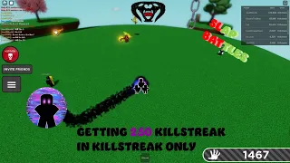 Getting 250 Killstreak in Killstreak only mode while people call me a hacker | Roblox Slap Battles