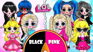 Disney Princess, Peach Princess, Miraculous Ladybug & Wednesday GETs Black & Pink Fashion 💖 Crafts