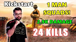 LG Kickstart - 24 KILLS (2.9K DAMAGE) - 1 MAN SQUADS! - PUBG