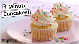 Perfect Vanilla Cupcakes in 1 minute! 🧁 The EASIEST Vanilla Cupcake Recipe!