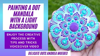 Painting a dot mandala stone with a light background & tips and tricks Relaxing Satisfying Art Video