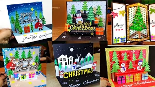 6 DIY Pop up Christmas cards /Handmade Christmas Greeting cards /How to make Santa Greeting Card