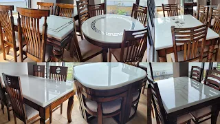 Solid Teak Wood 4 Seater Dining Table and Chair Design || Marble Top Dinning Set..