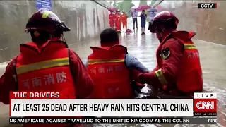 Passengers trapped inside submerged subway as deadly floods sweep central China