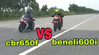 HONDA CBR 650F VS BENELI 600I DRAG | 600CC LOUDEST BIKES DRAGE RACE WITH PILLION