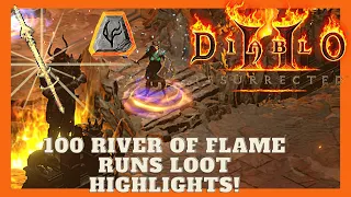 Diablo 2 Resurrected - 100 River of Flame Runs Drop Highlights