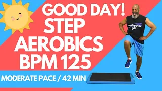 New Step Aerobics Basic Workout - BPM 125 | 42 Minutes | Easy Moves You Can Learn and Do!