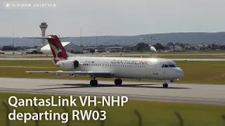 QantasLink (VH-NHP) departing RW03 at Perth Airport.