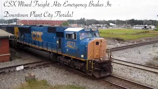 CSX Freight Train Hits Emergency Brakes In Plant City FL!