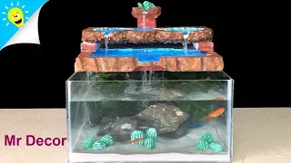 How to make Amazing Aquarium Fountain using foam box - DIY Fish Tank Waterfall ideas #44