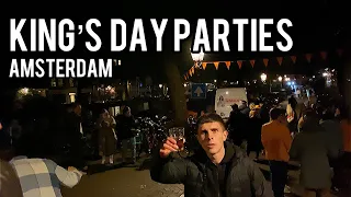 🇳🇱 4K Kings Day 2022: Part 1 Night Street Parties Walking in Amsterdam. Walk Tour Netherlands