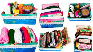 How to cover a Cardboard box with fabric very easily - DIY - Washable Basket Multipurpose Organizer