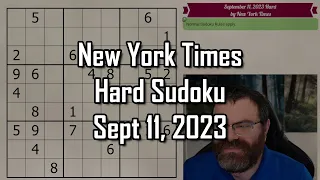 NYT Hard Sudoku Walkthrough | Sept 11, 2023