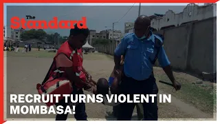 Drama as recruit turns violent, attacks police officers at the ongoing police recruitment exercise